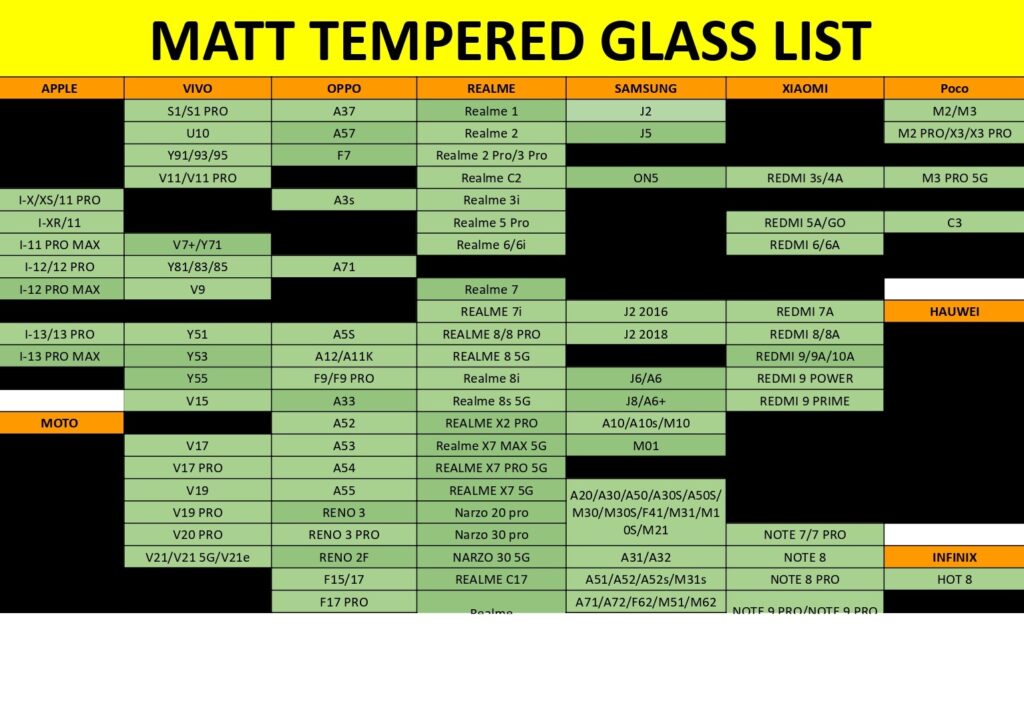 Matt 0.33MM tempered Glass